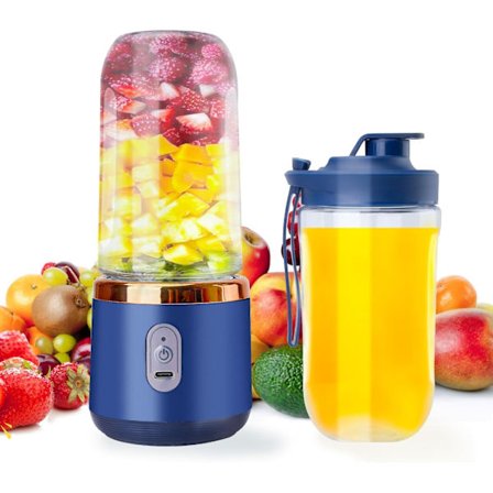 Bärbar mixer med 6 blad, laddningsbar mixer 4000 mAh (blå)