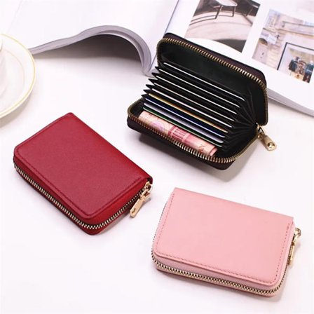 PU Leather Men Women Card Holder Small Zipper Wallet Solid Coin Purse Accordion Design rfid ID Business Credit Card Bags