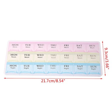 Pillerask 7 Dagars Organiserare 21 Fack 3 Gånger Om Dagen Bärbar Reseask med Stora Fack för Vitaminer Medicin Fiskoljor