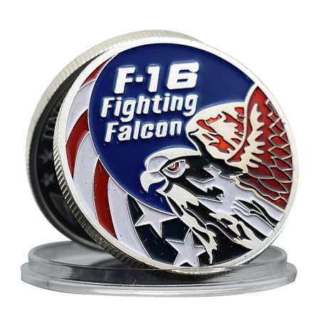 Mindesmønt for F-16 Fighting Falcon, U.S. Air Force Emblem Challenge Coin, Militærflymedalje, 35g, 4x0,3cm
