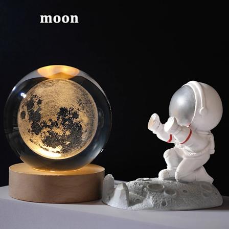 USB LED nattlampa, Galaxy Kristallkula lampa, 3D planet månlampa, heminredning Moon-B