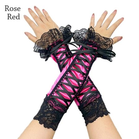 Blonde Lange Handsker Halvfinger Handsker ROSE RED