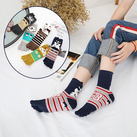 Bomulds tåstrømper til kvinder, løbestrømper til kvinder, mini crew sportssokker, 5 par