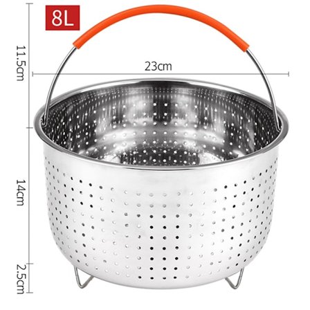 Rustfritt stål Steamer Basket Pot Tilbehør for 3/6/8 Qt Pot