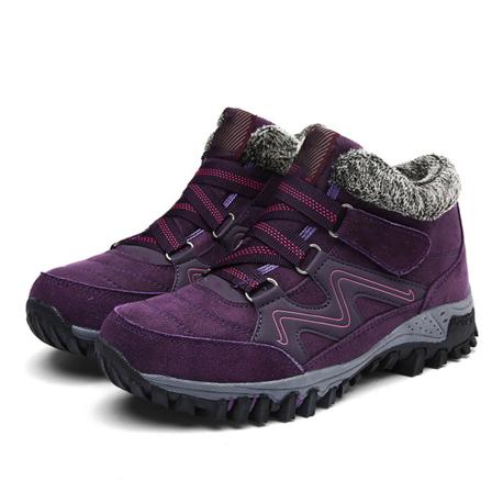 Ankelstövlar för män/kvinnor med varmt foder och gummisula Anti-slip vintertillbehör 37 purple