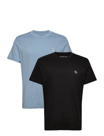 2 Pack Monologo T-Shirt T-shirts Short-sleeved Blå Calvin Klein Jeans