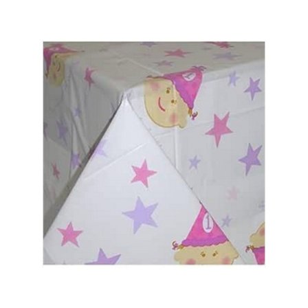 Amscan 1-års Kalas Bordsduk One Size Vit/Rosa/Lila