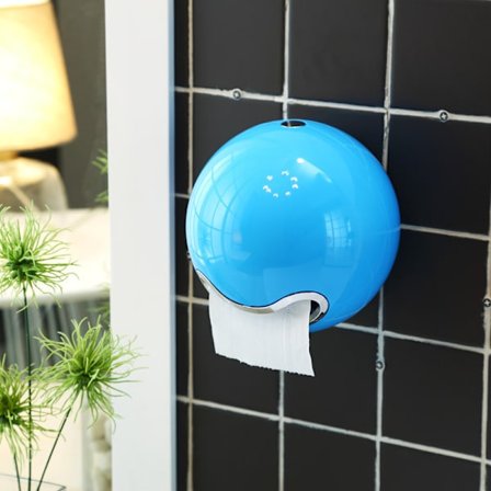 Blå toalettpapirholder for bad, vanntett toalettpapirboks, toalettpapirrullholder i papp