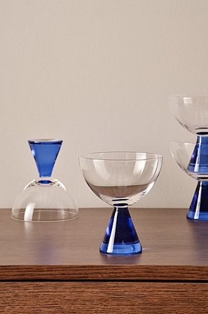 Jotex - Kieliszek Do Koktajli, 4 Sztuki Przezroczysty / niebieski - AYLA - Kup Kieliszki iszklanki firmy Jotex