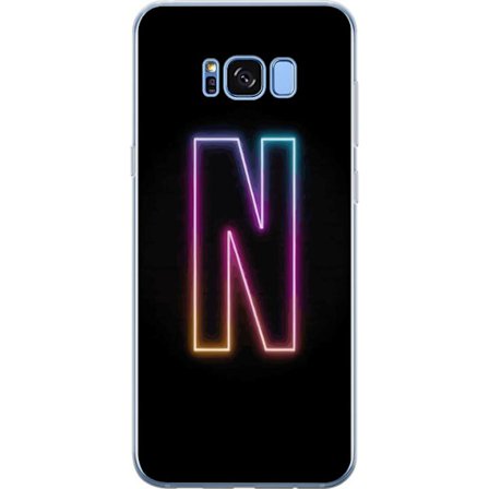 Kompatibelt Mobildeksel til Samsung Samsung Galaxy S8 Minimalistisk neonbokstav N i fargeskiftende lys mot svart bakgrunn