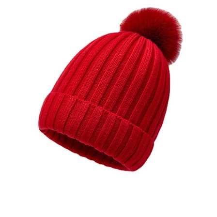 Strikket vinterlue for småbarn, varm rød