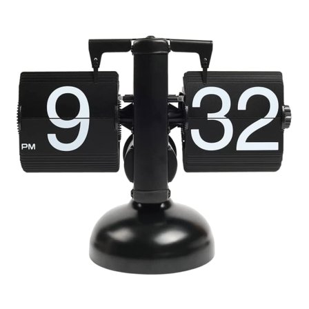 Vintage Flip-klokke med Automatisk Sideoppvending Kvarts for Tidsklokker Hjemmedekor Soverom Kontor Skrivebord Dekorasjon Barn Gave Svart