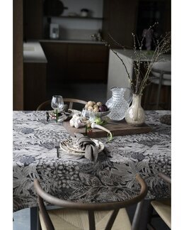 Bordsduk med bladmotiv Farah 140x300 cm Svart - Fondaco