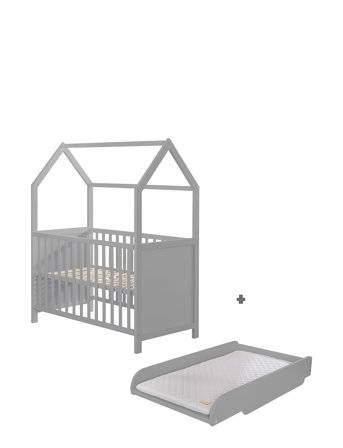 ROBA House Bed 60 X 120Cm + Changing Top - Grey - 60X 120CM
