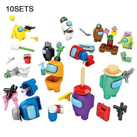 10 set DIY Spel Minifigur Byggstenar Kit Rymddockor Among Us Montera