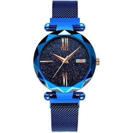 Dameure i rustfrit stål, analoge quartz-ure med mesh-rem, magnetisk spænde, vandtætte armbåndsure til damer