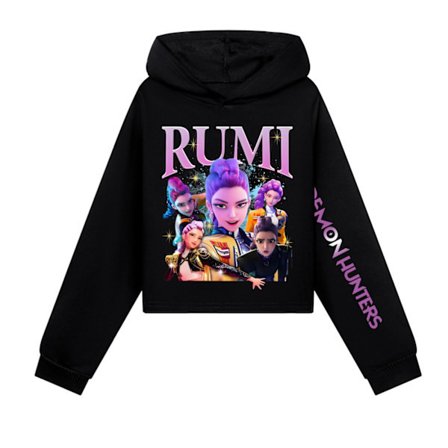 Kpop Demon Hunter Girls Cropped Hettegenser med Dobbel Ermetrykk K-pop