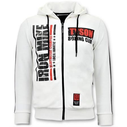 Local Fanatic Exklusiv Training Väst Män - Iron Mike Tyson Boxing - Vit vit, Herr Hood tröjor, Herr, Storlek: L