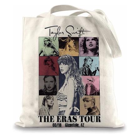 2024 Taylor Swift The Eras Tour Canvas Handlepose - Skulderveske - Handlepose - Gaver til TS-fans - Musikkelskende - Swiftie - Kvinner - Jenter - 