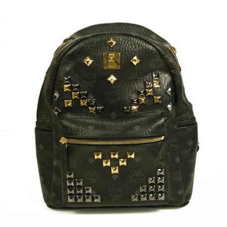 MCM Pre-owned, Studded Canvas Leather Backpack Bag, Svart, Dame, Størrelse: ONE SIZE