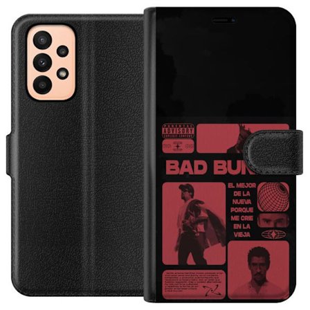 Kompatibel Tegnebogsetui til Samsung Galaxy A23 Bad Bunny NFL-inspireret skjoldlogo med amerikansk fodbold og stjerner