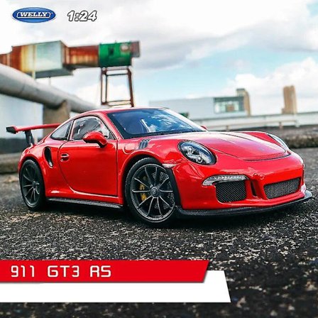 Welly 1:24 Porsche 911 Gt3 Rs Blå Bilmodell - Lekebil i metall - Samleobjekt - Gave - Støpt modell - Leke for gutter