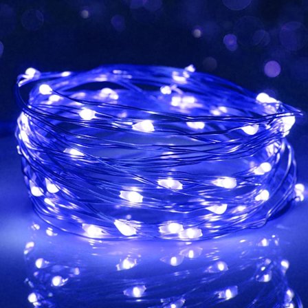 LED-lyskæde, 3M 30 LED-batteridrevet LED-kæde Vandtæt til udendørs have indendørs bryllupsfest jul (blå)