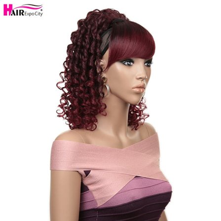 12''Fake Hair Kinky Curly Hestehale Clip i Hestehale Hair Extensions Hale Hår Syntetisk snøre Hestehaler Hair Expo City