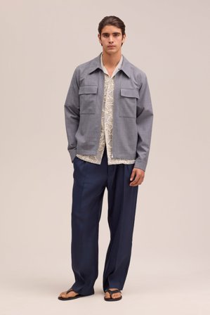 NN.07 Kay Hose Herren Blau Leinenmix