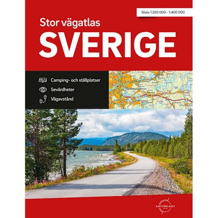 Stor Vägatlas Sverige Kartförlaget, A3 format, 9789189427617