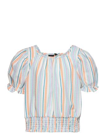Nlffem Ss Crop Top Bluse Tunika Blå LMTD*Betinget Tilbud