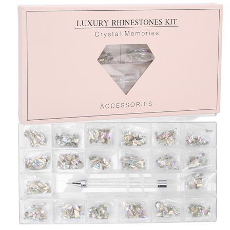 1000 st Nail Art Glassten Flatback DIY Nail Art Dekoration Picker Dotting Pen Set