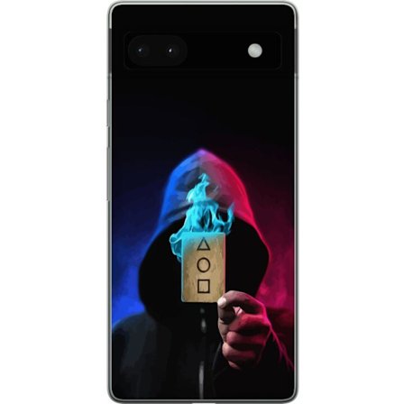 Kompatibelt Mobilskal till Google Google Pixel 6a Squid Game Netflix affisch koreansk överlevnadsdrama serie mask huva kort retro fanart design utskr
