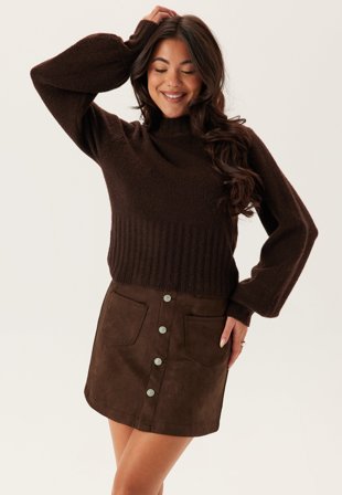 ONLY - Onlamazing-stina Faux Suede Skirt - Chocolate Torte