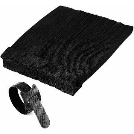 100 stk. Velcro-kabelbånd, langtidsholdbare Velcro-kabelbånd, selvklæbende (sort),