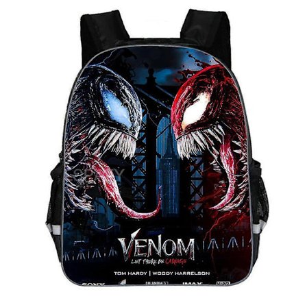 Superhjälte Venom Skolväska Reseryggsäck Axelväska Svart Primär Mochilas Gåva för Barn Studenter
