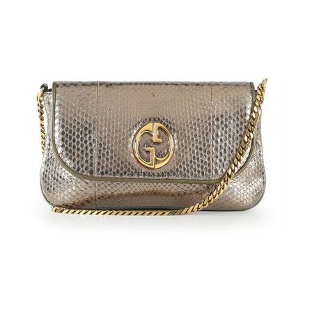 Gucci Vintage, Pre-owned Shoulder Bag Grijs, Dames, Maat:ONE Size,leer