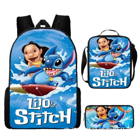 Stitch reppu, koululaukku, kynäpussi, lounaslaukku, 3 osan setti