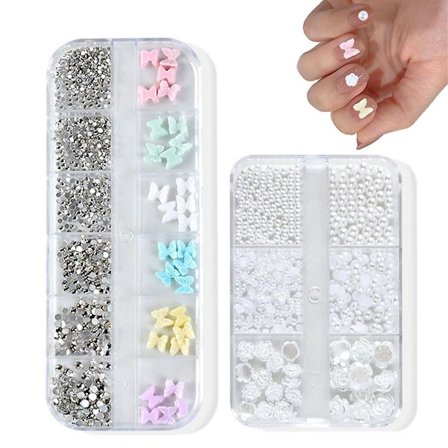 2 st Nail Art Pärlor Nail Art Tillbehör Design Nail Tillbehör Rhinestones Nail Dekoration