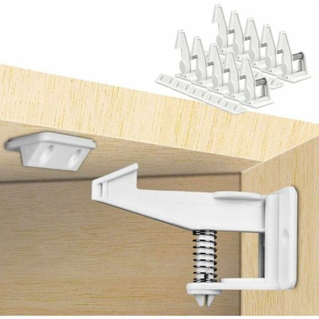 Barnelås for skap og skuffer, uten boring eller skruer (10 låser) -