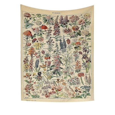 Vægtæppe Planter Blomster Vægtæppe Vægophæng Botanisk Vægkunst Boho Indretning, 150x130cm