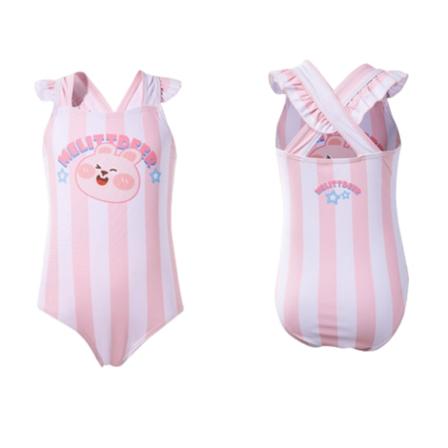 Flickor One Piece Cartoon Quick Dry Baddräkt Striped bunny 130