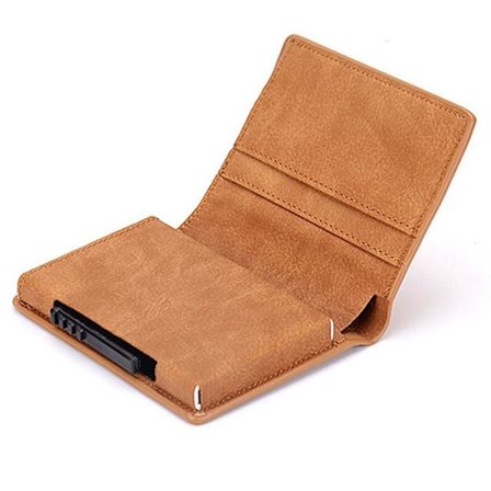 Brun RFID - NFC Protection Leather Wallet med seddel kortholder