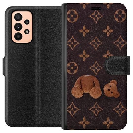 Kompatibelt Plånboksfodral till Samsung Samsung Galaxy A23 Grafiskt monogrammönster med en stiliserad nalle i konstnärlig stil