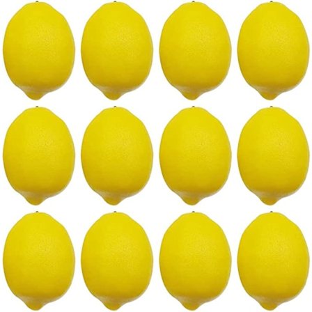 Kunstige sitroner, 3,7" x 2,5" stor størrelse levende falske sitron plast falske gule sitroner
