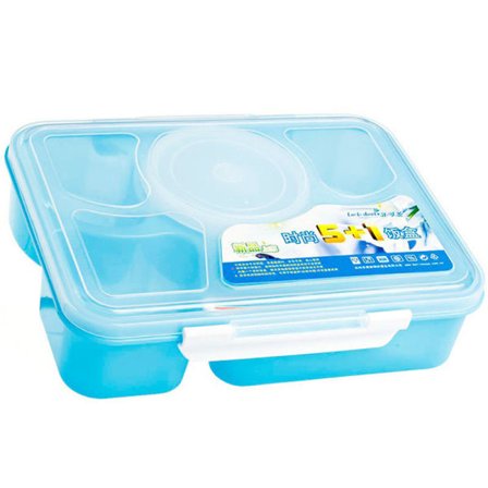 IC Ny mikrovågsugn Bento Lunchbox + Sked Bestick Picknick Innehåll Blå