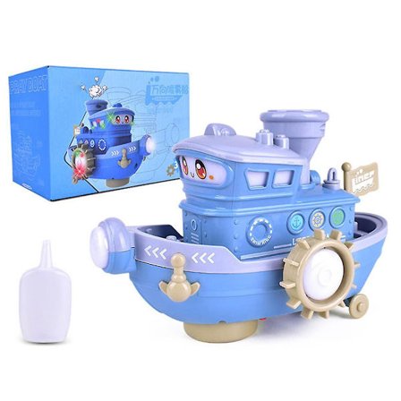 Elektrisk legetøjs skib til børn, elektrisk model af patruljebåd med musik, lys og vandspray, farverig ocean liner krydstogtskib til børn