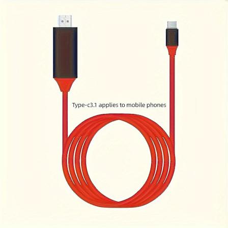 USB-C-HDMI-kaapeli 4K HD -videomuunnin, Type-C 3.1 uros-uros litteä silikonijohto, USB-virtalähde, 36 V käyttöjännite matkapuhelimille HDTV-liitäntään