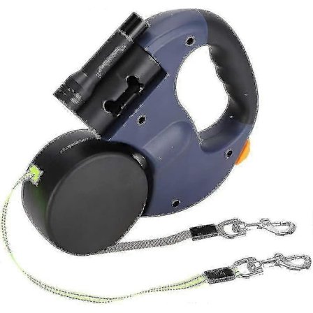 Dobbelt rulleline til hunde med to 3 meter lange snore 360° sammenfiltringsfri dobbelt hundesnor til gåture med to hunde op til 22,7 kg grå