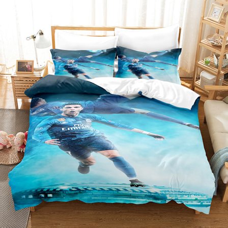 3D fotballstjerne Cristiano Ronaldo, Messi, Mbappe og andre serier sengetøy berømt fotballag trykt mikrofiber dynetrekk med glidelås 135*200